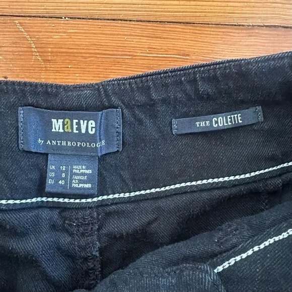 Maeve by Anthropologie Colette Linen Blend Cropped Wide-Leg Pants in Black Size - Picture 6 of 6